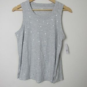 NWT GAP grey sleeveless top with silver hearts. B